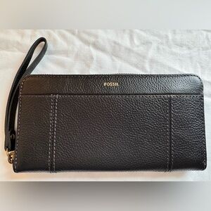 Fossil Jori Wallet, Zip Around, Black, Excellent!
